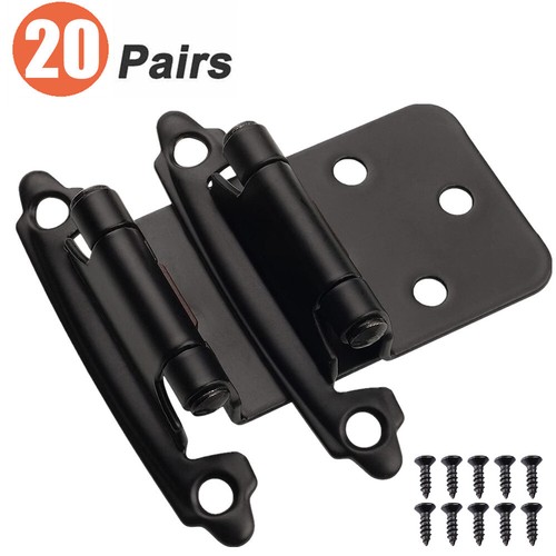 Kitchen Cabinet Hinges Black Overlay Self Closing Face Mount for Cupboard Door - Picture 14 of 17