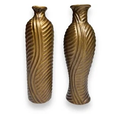 Kirklands 14” Embossed Ribbed Tall Ceramic Vases Home Decor
