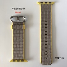 GENUINE Apple Watch Woven Nylon Band Yellow/Light Gray 38mm Silver Tone Buckle