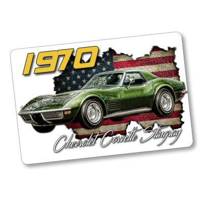 1970 Green  Corvette Stingray Muscle Car Design 8x12 In Aluminum Sign