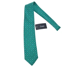 Drake's NWT Neck Tie in Teal Green with Red & Blue Geometric Pattern 100% Silk
