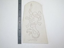 vtg 1960s 1970s Tattoo Flash acetate stencil Snake Skull Crossbones signed SN4