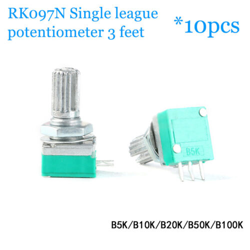 10 Stück RK097N Single Liga Potentiometer B5K/10K/20K/50K/100K/500K 3 Fuß