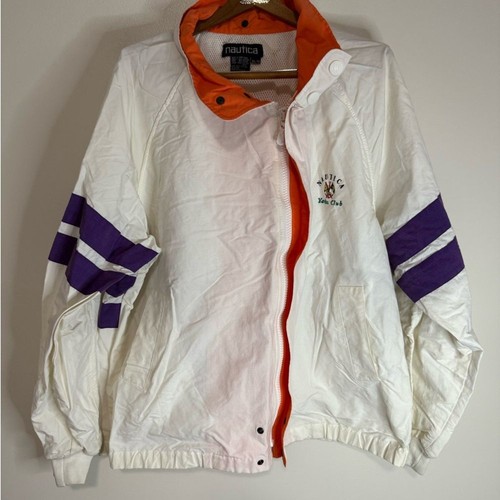 Nautica, Nautica vintage Men’s vibrant White and Purple windbreaker jacket in size XL