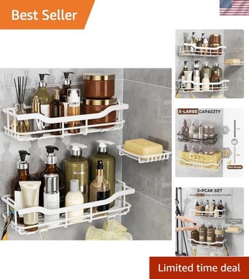 Superior Weight-Bearing 3-Pack Shower Caddy with Soap Holder for Bathroom Bliss