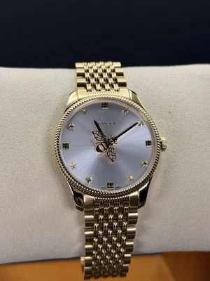 GUCCI G-TIMELESS 36MM GOLD PVD SILVER DIAL SLIM UNISEX WATCH YA1264155 - Image 1 of 4
