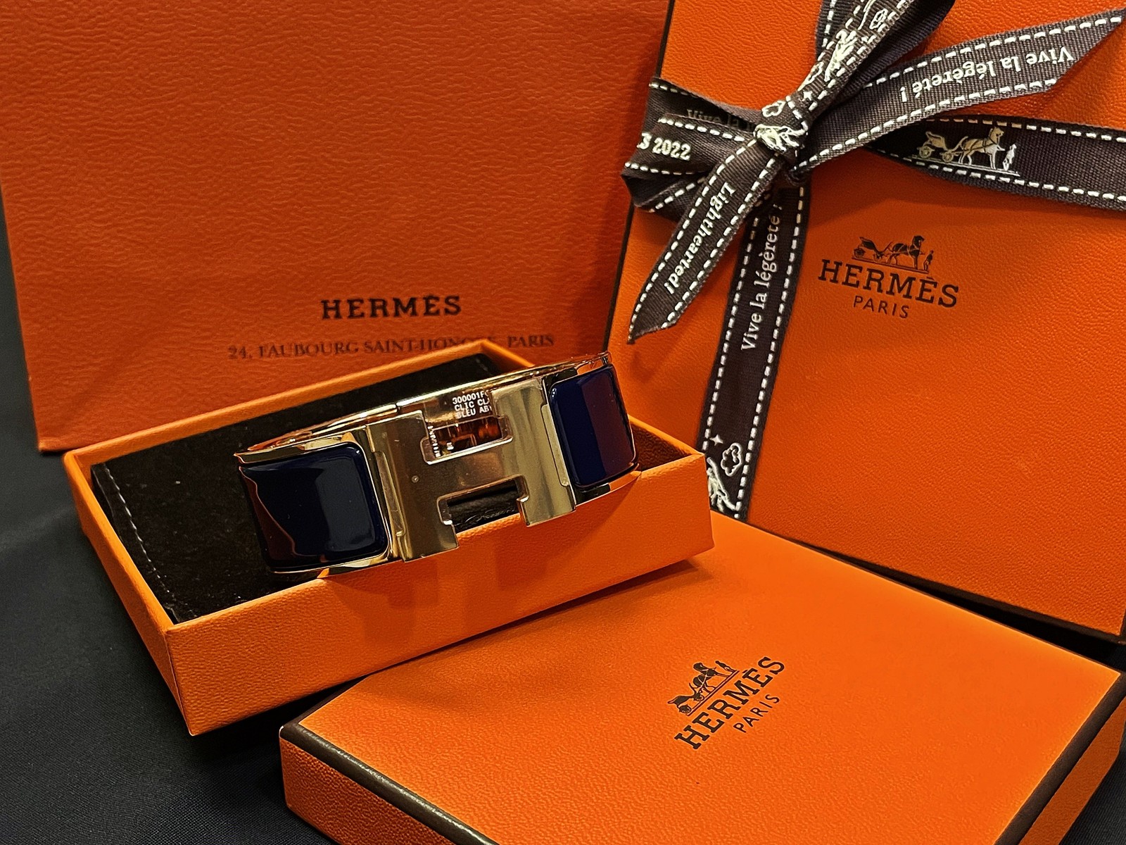Hermes Navy Rose Gold Clic Clac PM 6907433501 33158236