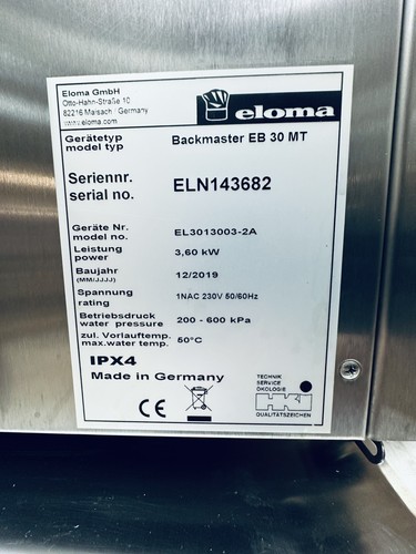 Eloma Heißluftofen Backmaster EB 30 MT Bj.2019 mit Untergestell und Abzugshaube - Bild 4 von 12