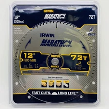 Irwin 14082 Circular Saw Blade 12" w 1" Arbor 72T Carbide Teeth Trim Finish