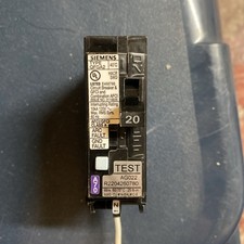 20A 1-Pole  GFCI Siemens Type QPF Circuit Breaker 120V Ground Fault