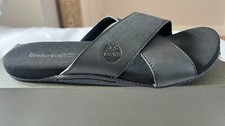 Timberland Seaton Bay Cross Strap Black Leather Sandals Mens UK 8.5 Memory Foam