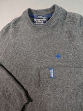Abercrombie  Fitch Muscle Sweater Mens M Lambswool Blend Grey Crew Cross logo