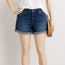 Sonoma Womens Denim Shorts Dark Wash Raw Hem Stretch 16