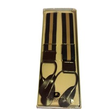 Vintage Don Loper Suspenders Beverly Hills Striped Leather Tabs New in Box