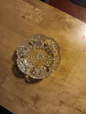 5" round american brilliant cut glass bowl with sawtooth edge. 672