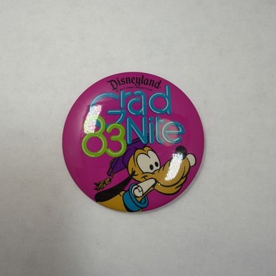 Disneyland Grad Nite 1983 Pluto cello pinback button