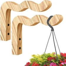Wooden Plant Hanger Indoor Hooks Baskets 2 Pcs Hanging Baskets, Perfect for Flow