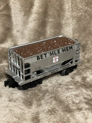 RARO JUEGO DE TREN DE MINERAL DE 2 BAHÍAS DE ACERO BETHLEHEM CALIBRE O LIONEL VAGÓN #82525 CON CARGA | Condition: Used