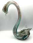 VTG Murano Art Glass Swan Iridescent Sommerso Swirl Hand Blown Italian Figurine