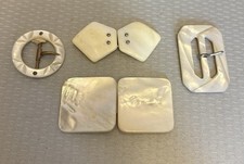 Antique Vintage Mother of Pearl Belt Buckle Lot 2-Piece Hook and Prong MOP