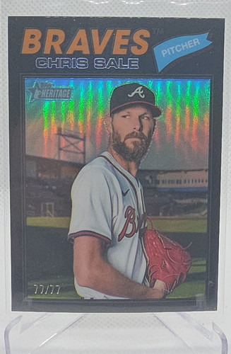 Topps 2026 Heritage Chrome Black Border Chris Sale #278 Atlanta Braves /77