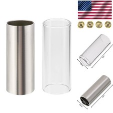 Clear Glass  Durable Stainless Steel Guitar Slides - Perfect for Bass, 2 pcs