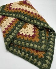 Vintage Handmade Granny Square Afghan Crochet Lap Throw Blanket Colorful 31x31