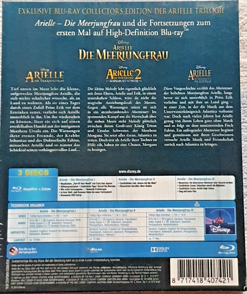 Arielle, die Meerjungfrau: Trilogie (Digibook) [Blu-ray] [Limited  NEU OVP - Image 2 of 2