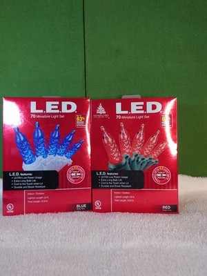L.E.D String Lights Set Lot Of 2, Red And Blue Indoor/Outdoor.New