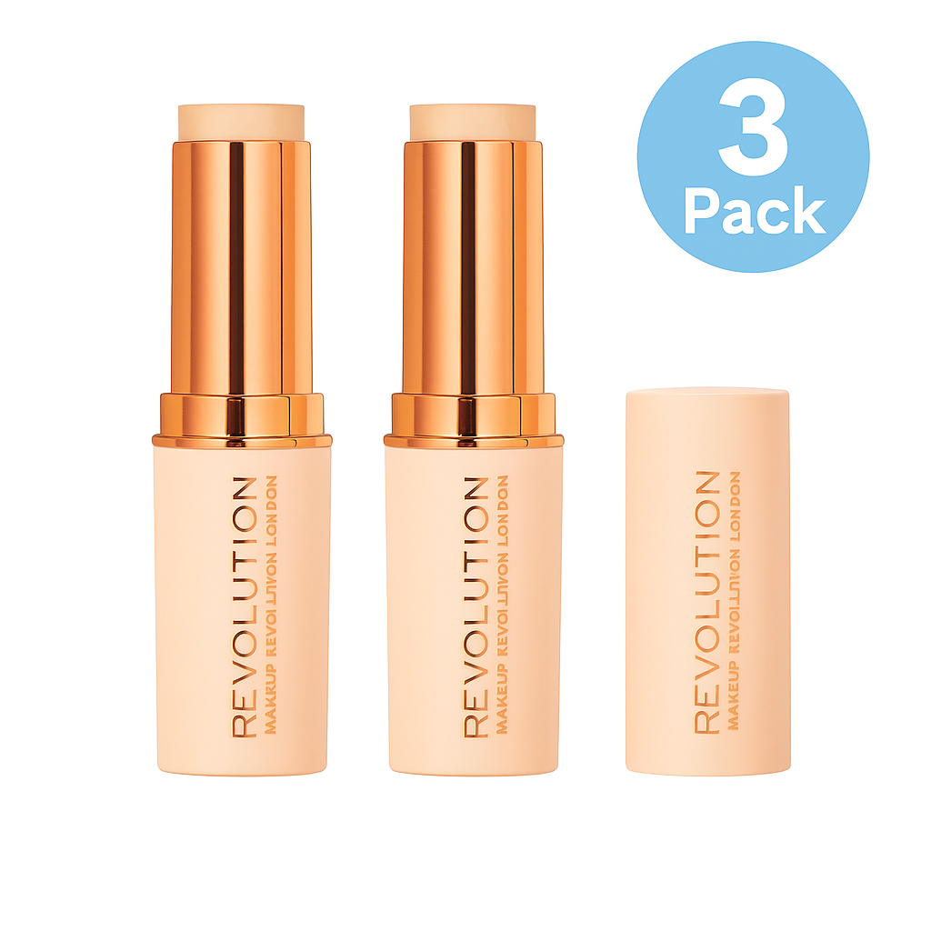 Revolution Stick Foundation F2 | Full Coverage Cream | 3 Pack