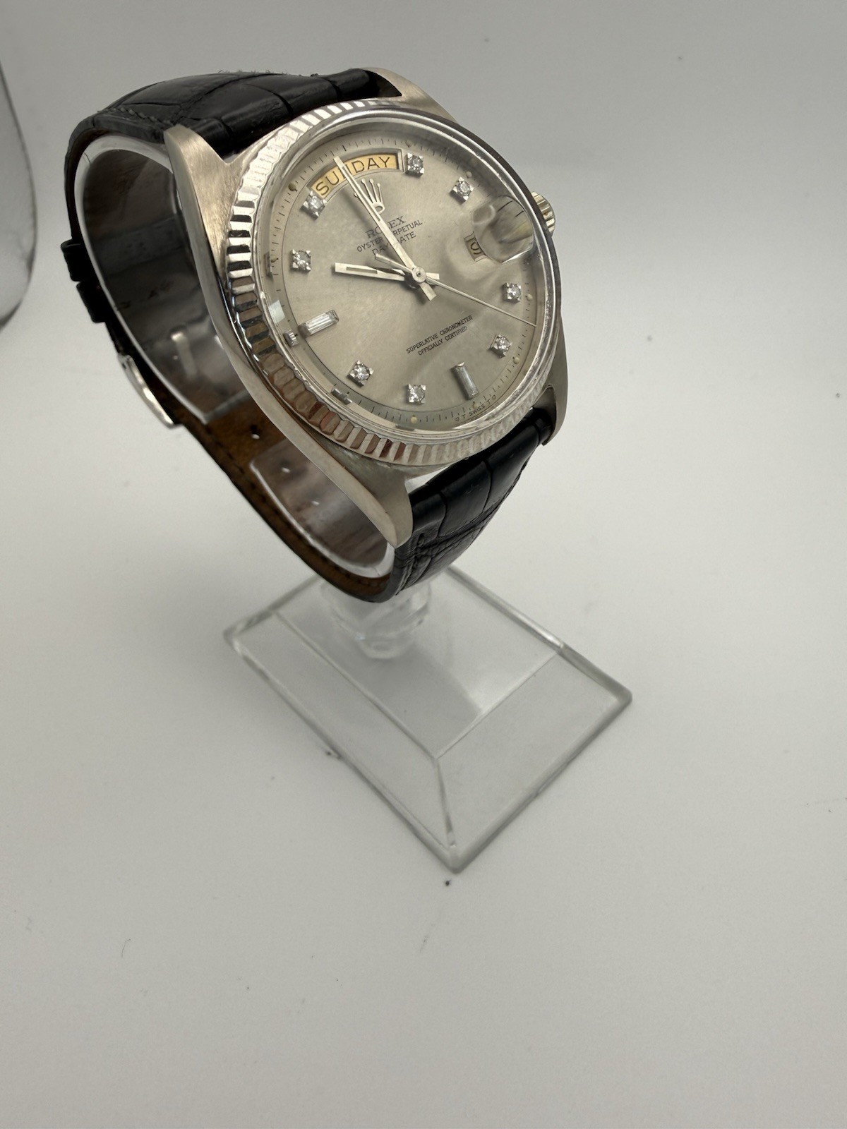 Rolex Watch 1803 18ct White Gold Rare Sigma Diamond Dial, 1974 Box No Papers image 4