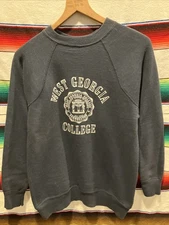 Vintage 50s 60s West Georgia Collage Sweatshirt Gussett XS/S 18x24.5 Flocked