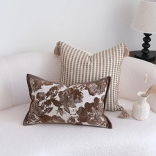 Coffee Brown Maillard Cushion Cover Retro Geometric Jacquard Pillow Case Cover