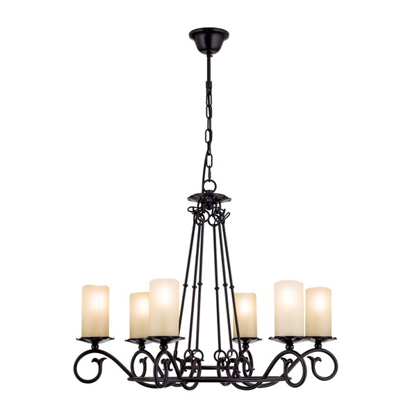 Kronleuchter Metall Glas 65 Cm Breit Antik Weiß E14 Rustikal-image