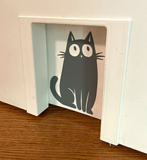 Small White Plastic Door-Mount Pet Door Flap with Sliding Lock Panel