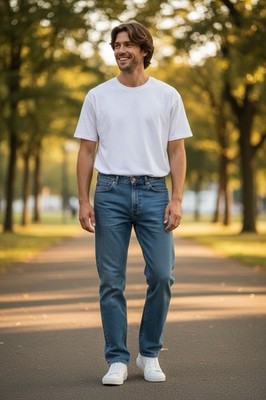 Full Blue Men's Straight Jeans in Classic Blue Denim, 36x32