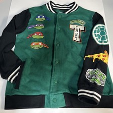 Nickelodeon Teenage Mutant Ninja Turtles Varsity Jacket Boys XL Green Black