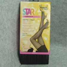 Star Power SPANX Size D Black Boudoir Open Weave Patterned Shaping Tights