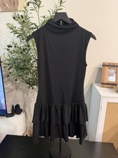 Wild Fable Black Sleeveless Ruffle Mini Dress Mock Neck Fit & Flare Size S