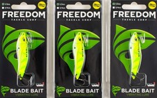 (LOT OF 3) FREEDOM TACKLE BLADE BAIT VIBRATING LURE 1/2OZ NEON PERCH