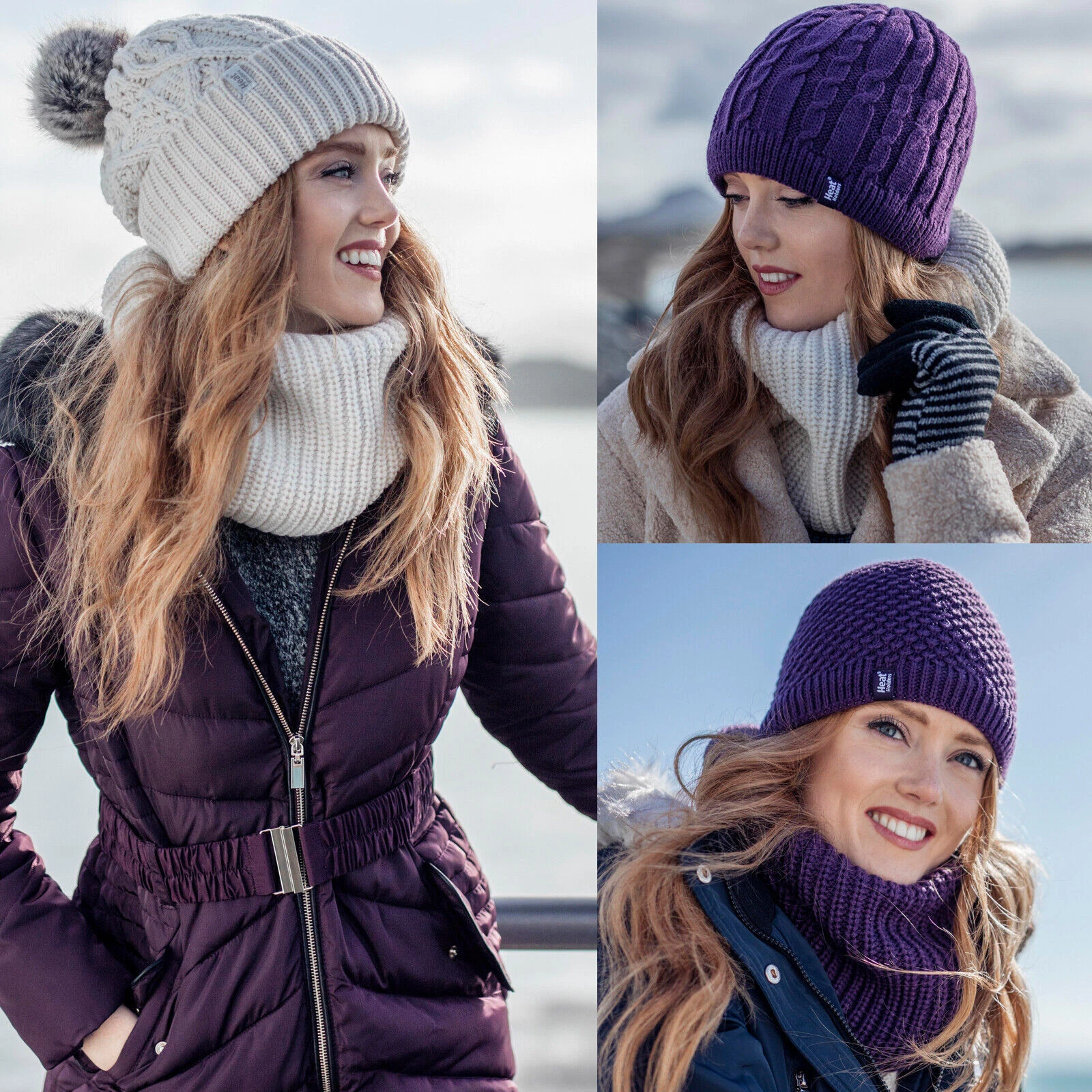 Heat Holders - Ladies Thick Winter Fleece Lined Chunky Knit Thermal Neck Warmer