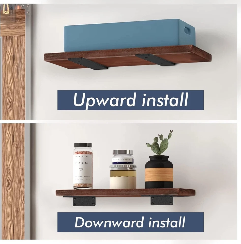 Soporte de estante flotante de alta resistencia de 6 pulgadas, paquete de 4 metal oculto industrial rústico  Foto 3 de 4