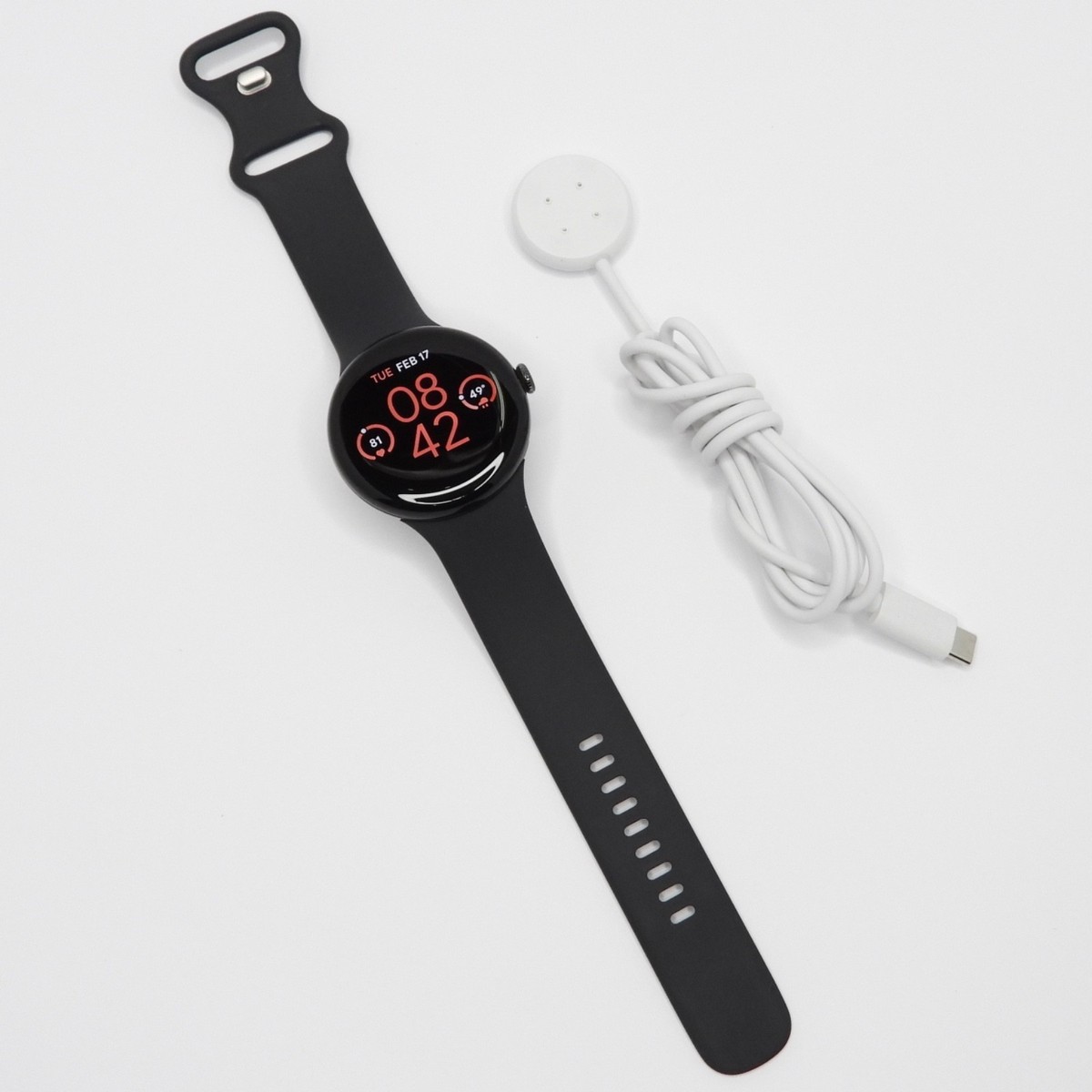 Google Pixel Watch 3 45mm Wi-Fi Aluminum Case (Matte Black) Large 