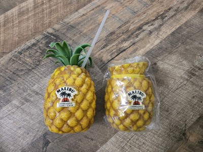 Qty2 Vintage Malibu Caribbean Rum Plastic Pineapple Tiki 6'' Cup Beach Bar