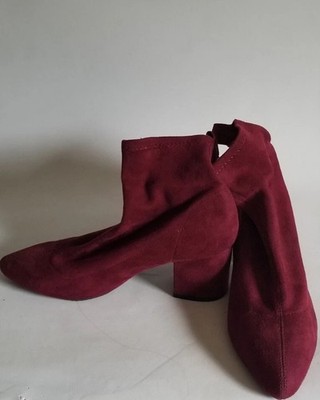 Women's Wild Diva Lounge Burgundy Faux Suede Pull On Boots Sz7M Pointed Toe 