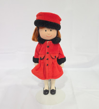 Madeline Doll Christmas Red Coat Eden 1999 Vintage With Metal Stand