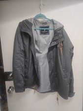 U.S. Polo Assn Jacket Mens LG Gray Hooded Full Zip Windbreaker Mesh Lined Coat