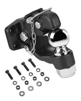 Pintle Hook 20000 lb w/ 2-5/16'' Hitch Ball Fits 2.5 3'' Lunette Ring Mount Kit
