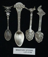 VINTAGE Miniature Spoons Arizona Las Vegas Texas Ohio Set of 4 PEWTER Lot#106