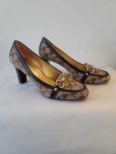 Authentic Coach Charley Signature Jacquard Brown Tan/Work/Evening/Heel 10B